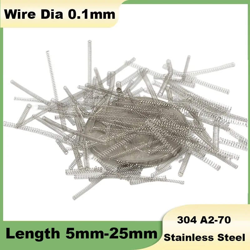 20Pcs 304 Stainless Steel Compression Spring Wire Diameter 0.1mm Return Precision Small Spring Outside Diameter 0.8~1.4mm