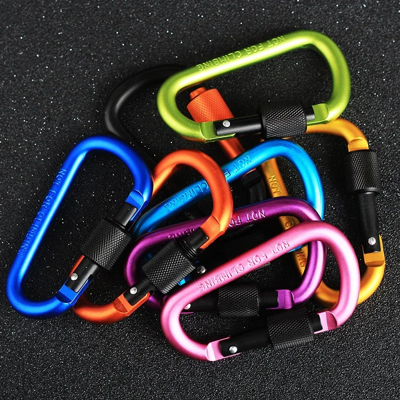 Outdoor Essentials - 8Pcs Hanging Aluminum Carabiner D-Ring Keychain Clip Camping Snap Hook Kit view 2