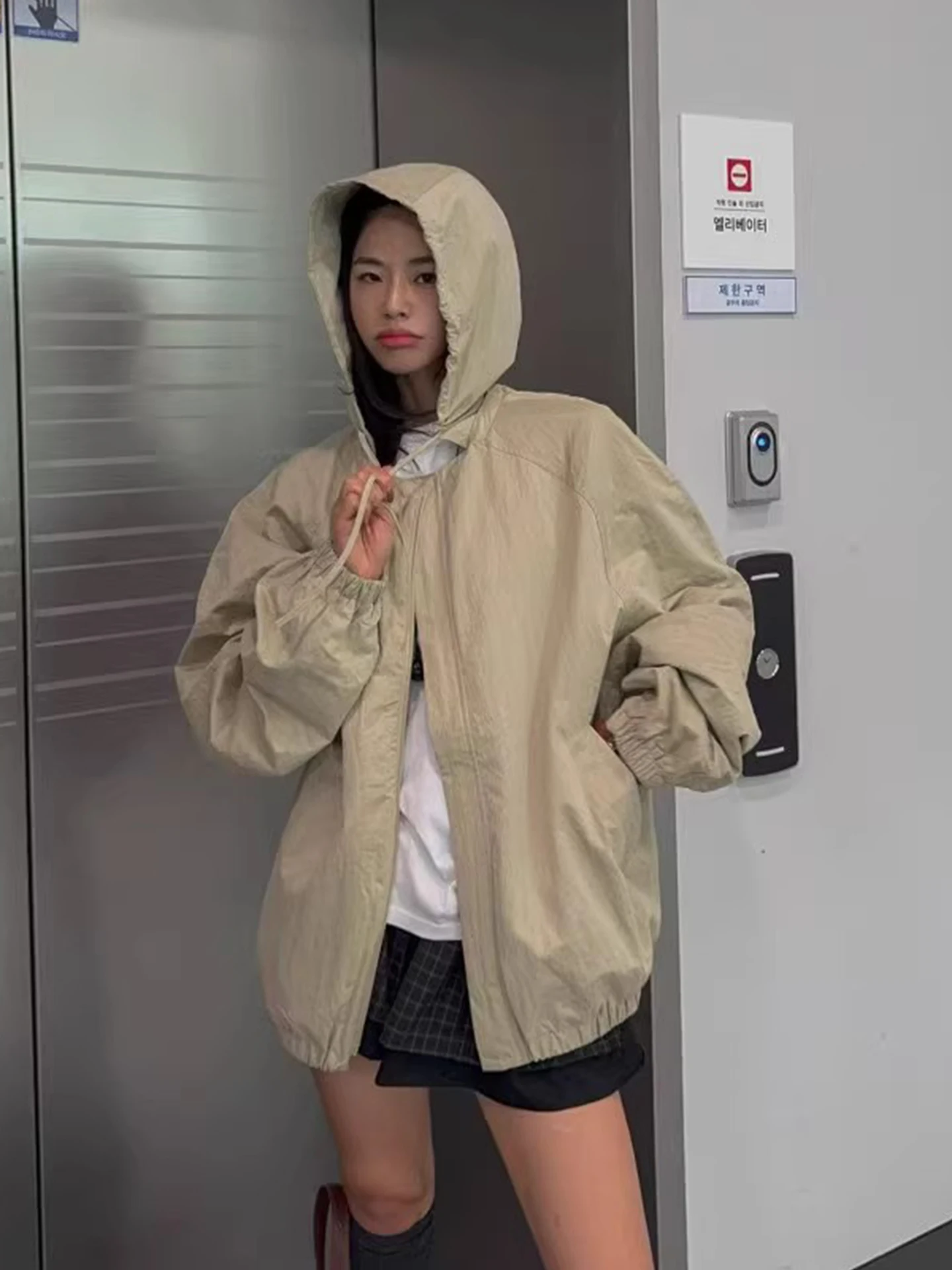 

Sli Свободная женская куртка на молнии с капюшоном, осенняя новинка Sle ket, повседневная верхняя одежда, корейская версия, Long Sve ort Length