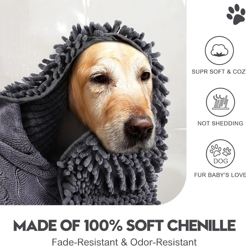 Großes Saugfähiges Schnelltrocknendes Haustier-Badetuch für Katzen und Hunde Golden Retriever Haardecke Kleine Hunde-Badeutensilien Teddy – Detail 3