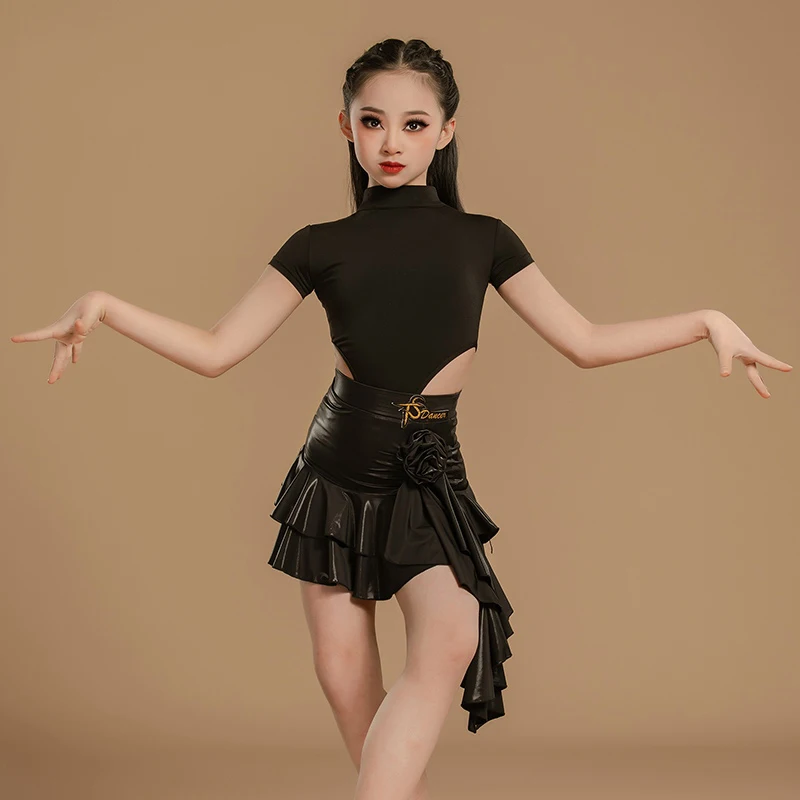 Girls Short Sleeved Latin Dance Competition Clothes For Kids Performance Dancing Costume Child Ballroom Dance Dresses SL12118