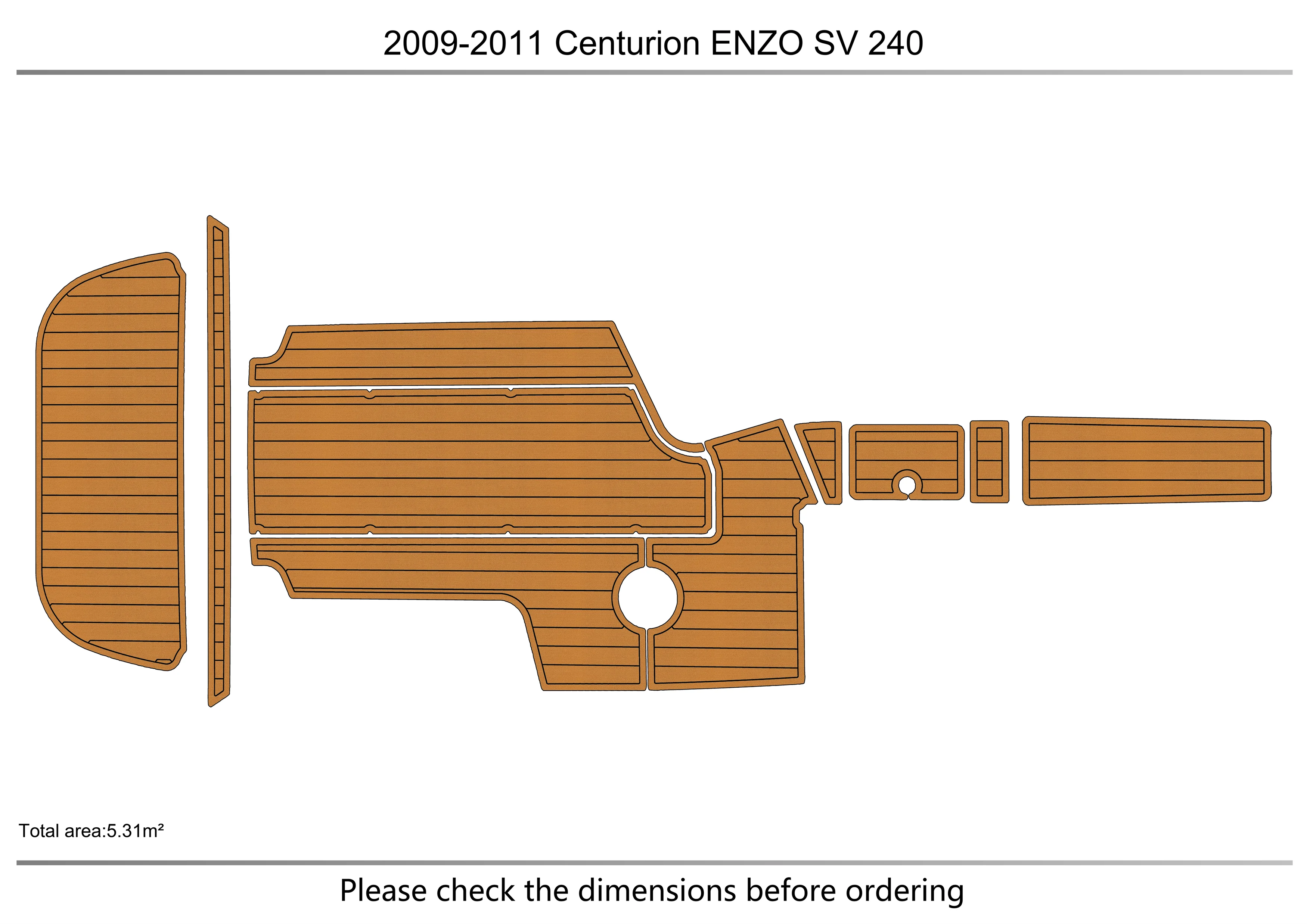 Eva foam Fuax teak seadek marine floor For 2009-2011 Centurion ENZO SV 240 Cockpit Swim platform 1/4