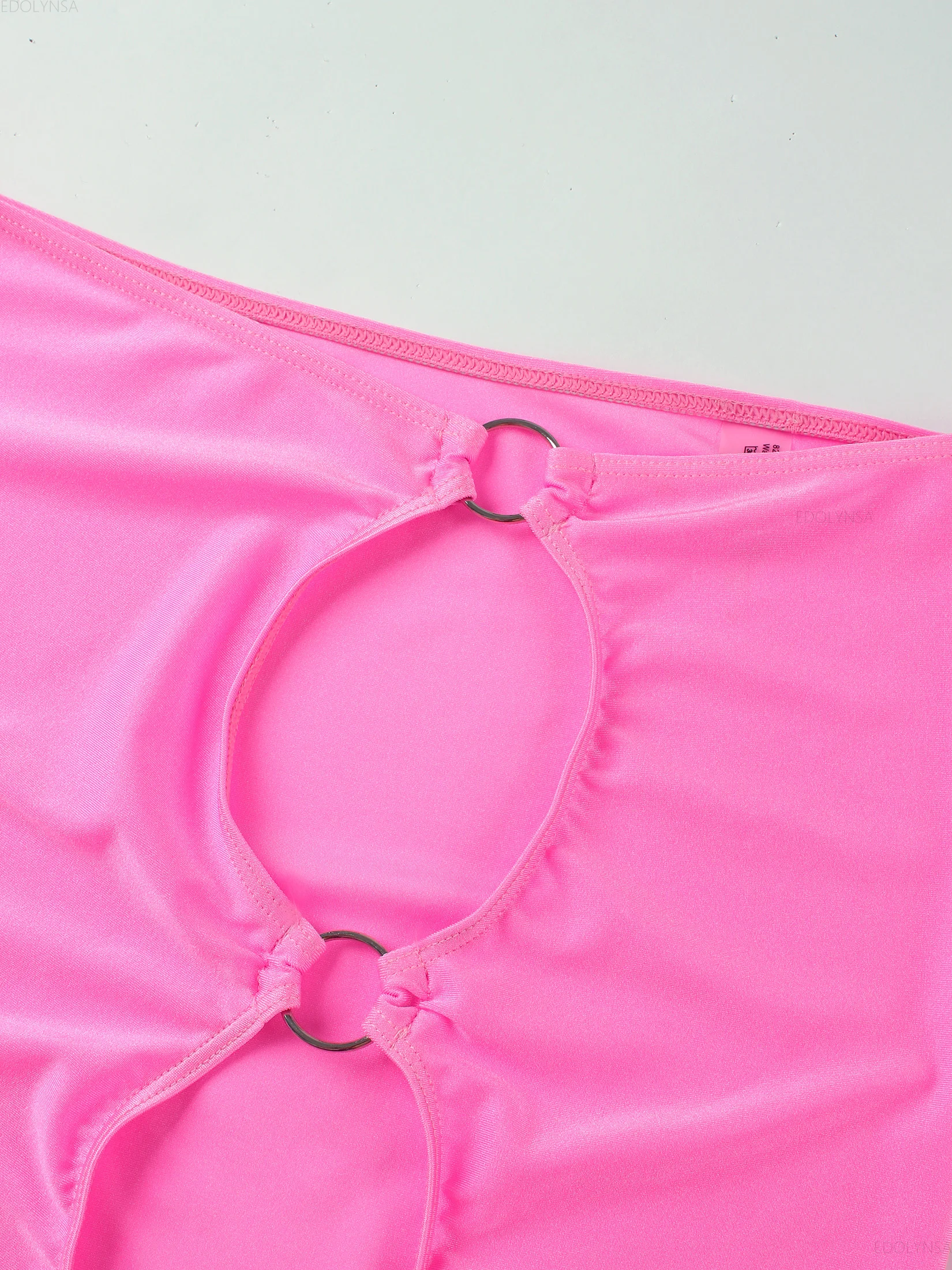 2025 ملابس السباحة لطيف Tankini قطعة واحدة ملابس النساء الوردي ثوب السباحة حلقة معدنية Monokini بحر مع تنورة صغيرة التستر K234