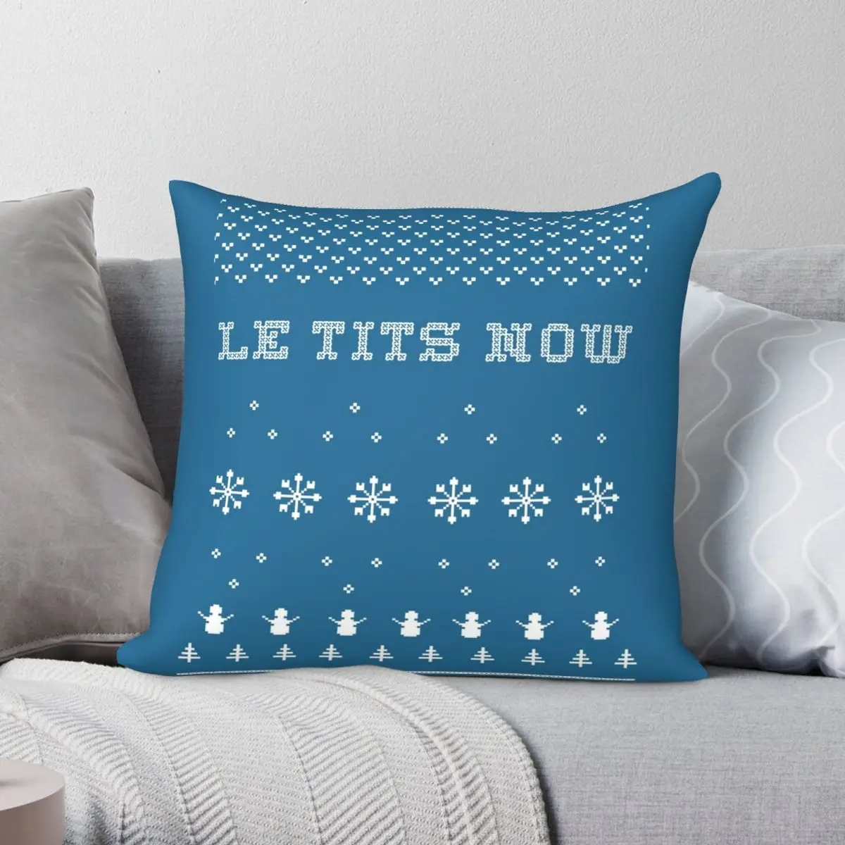 Le Tits Now Let It Snow Square Pillowcase Polyester Linen Velvet Pattern Zip Decor Pillow Case Sofa Seater Cushion Cover