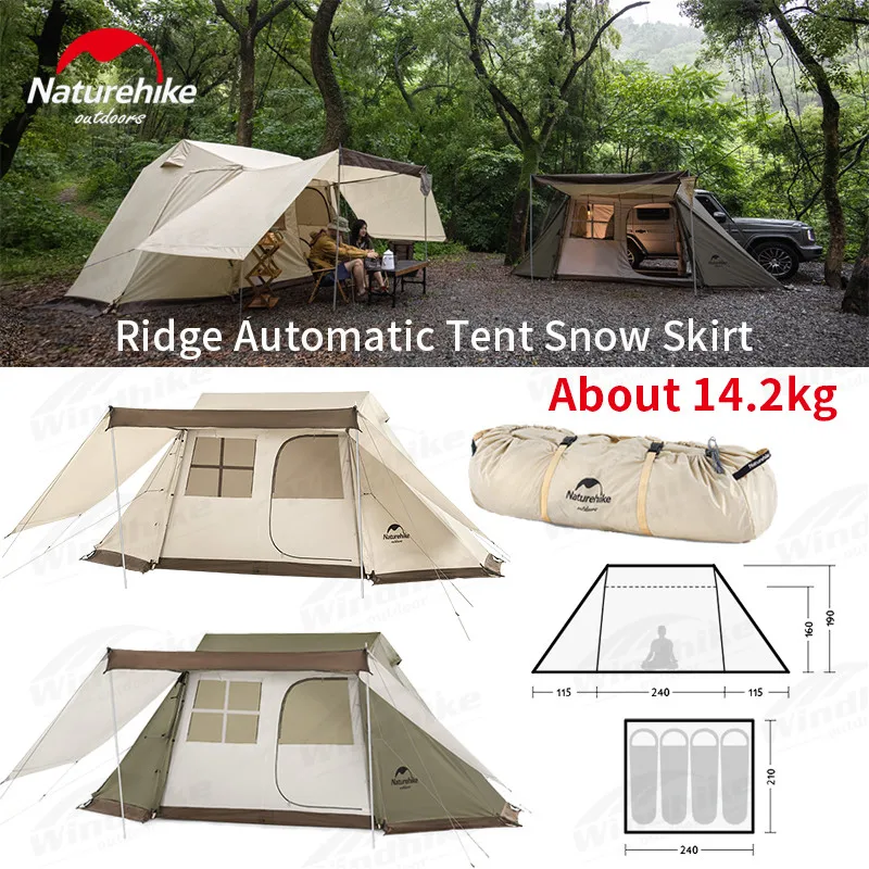 Naturehike Village-Ridge Automatic Tent With Snow Skirt Outdoor 3-4 Persons Portable Storage Breathable Windproof Large Space