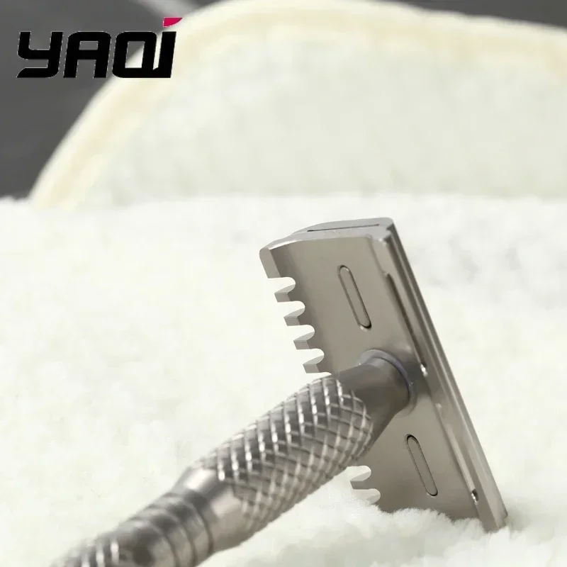 YAQI Ghost 90DC Cross Grain Pattern Titan Leichter Sicherheitsrasierer