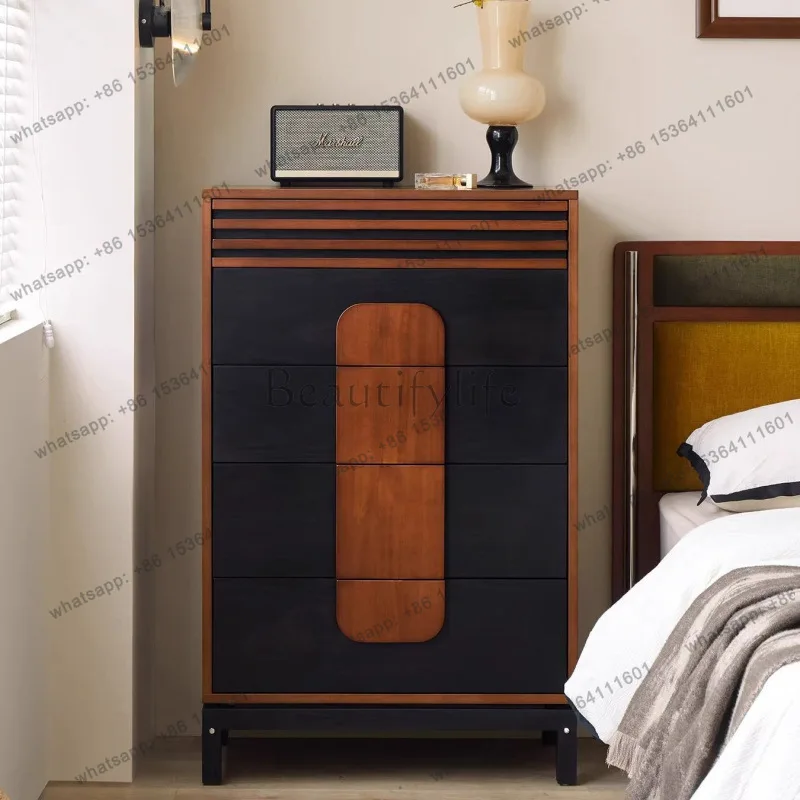 American porch cabinet wabi sandy wind light luxury high-end solid wood simple side cabinet