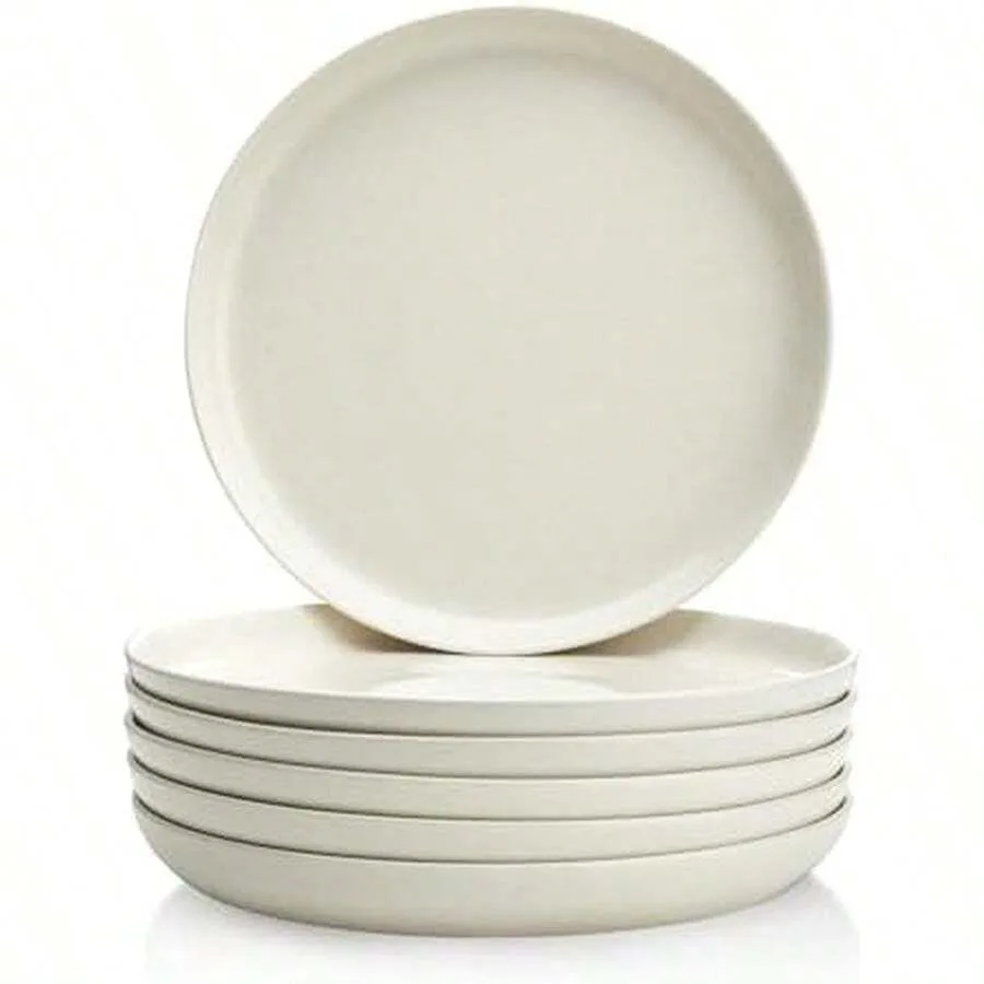 

Sweese Porcelain Dinner Plates Set - 10 Inch Beige Round Dishes, 6-Pack, For Salad Serving, Scratch Resistant, Oven, Microwave