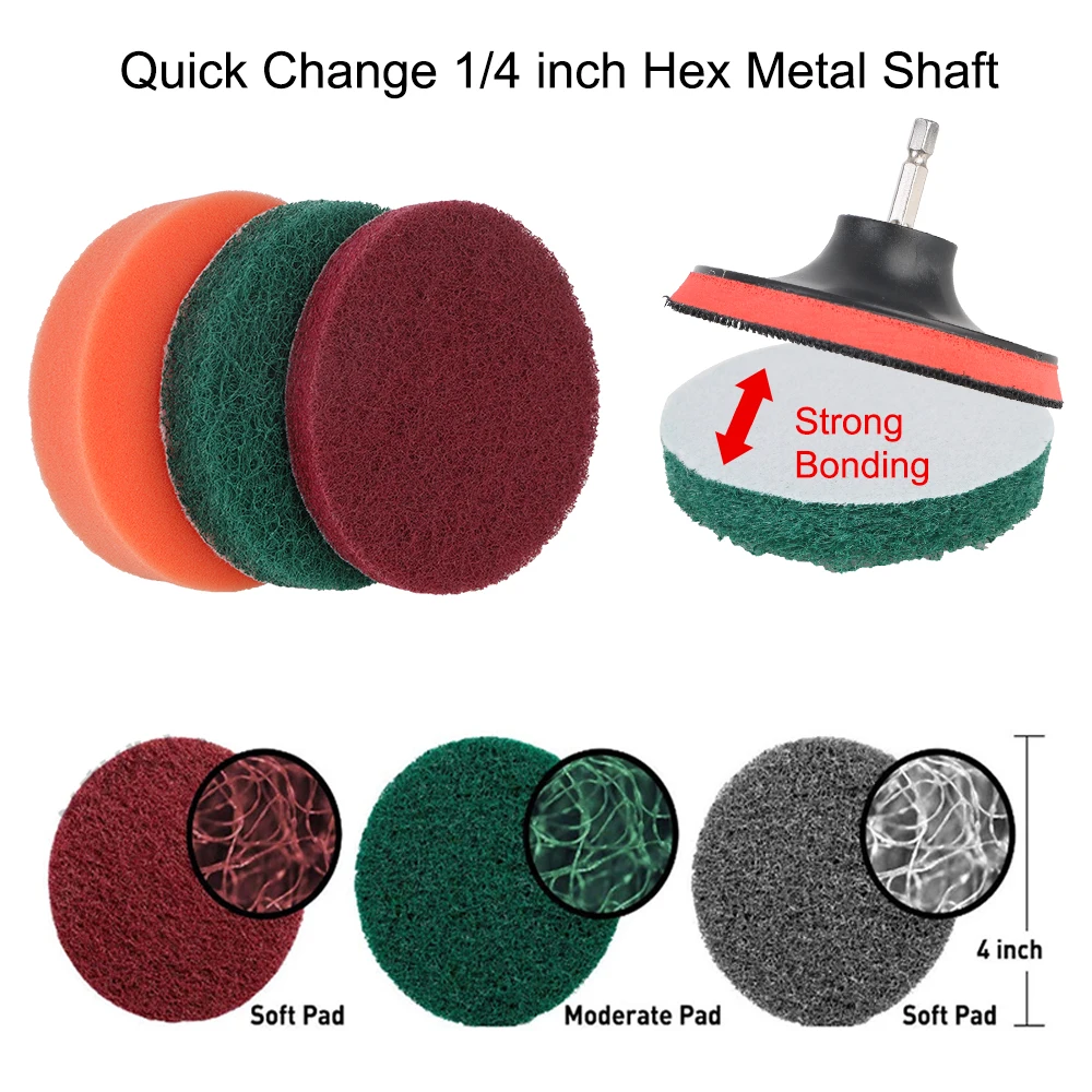 For Scrub Pads Car Kitchen Bathroom Power Scrubber Electric Drill Brushes Multipurpose 22 Pieces Cleaning Tools