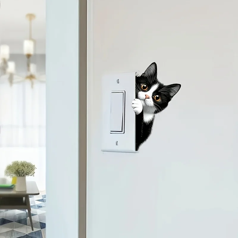 Very Cute Black Cat Switch Stickers PVC Removable Wall Sticker Vinyl for Bedroom Living Room Home Decor Decals Socket Paste view 3