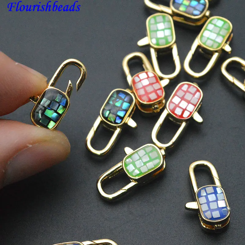 5pc 18 Gold Color Colorful Shell 10x15mm Square Heart Star Shape Lobster Clasps for Necklace Jewelry Making