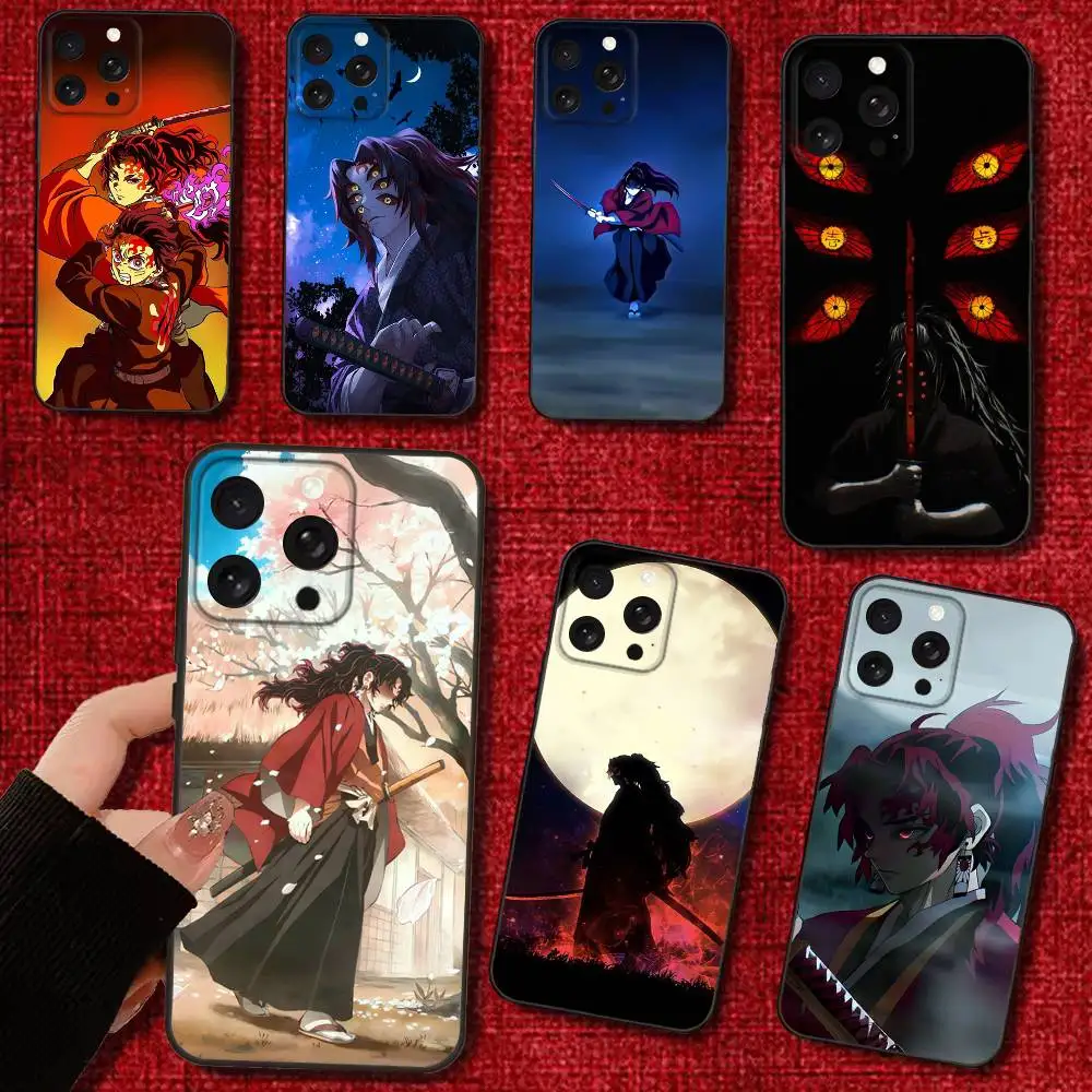 

Anime Yoriichi Tsugikuni Phone Case For iPhone 16e,16,15,14,13,12,11,Pro,X,XS,Max,XR,Plus,Mini Soft Black Cover