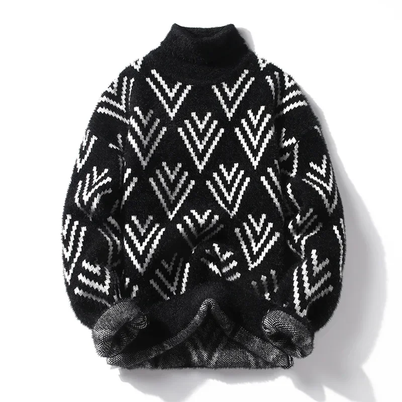 New Sweaters Men 2025 Winter Letter Pattern Thick Sweater Men Student Youth Sweaters Autumn Men's Wool Pullovers Size S-3XL