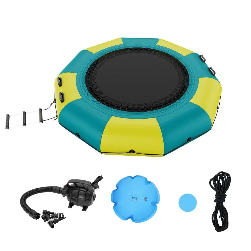 Inflatable Water Bouncer 10ft Recreational Water Trampoline Portable Electric Air Pump 3 Step Ladder Floating for pool Lake