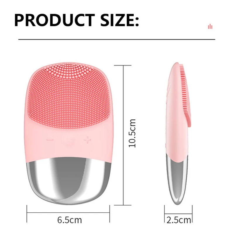 Escova de limpeza quadrada de silicone elétrica limpador facial ultrassônico cuidados com a pele massageador de limpeza facial recarregável