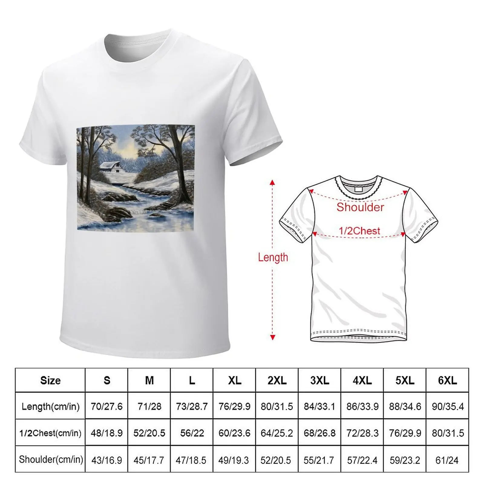 Winter farm acrylic on canvas T-Shirt cute tops plain summer top mens graphic t-shirts pack