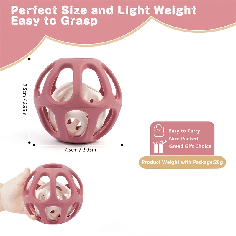 Bola doble de silicona para bebé, bolas de juguete para roedores, sin BPA, cuentas de silicona masticables para la dentición del bebé, collar de dentición DIY, Juguetes