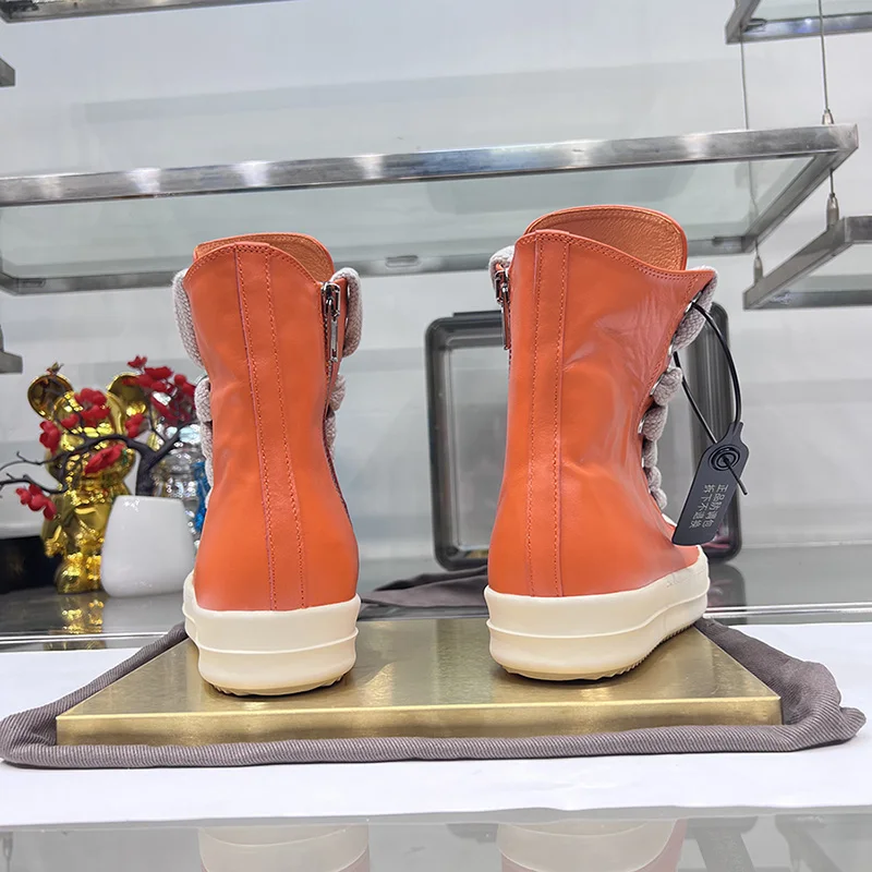 Rojohns High Top Jumbo Lace Up Thick Sole Red Luxury Designer Sneakers Leather Ro Orange Men Women Zip Casual Shoes Ankle Boots image 5