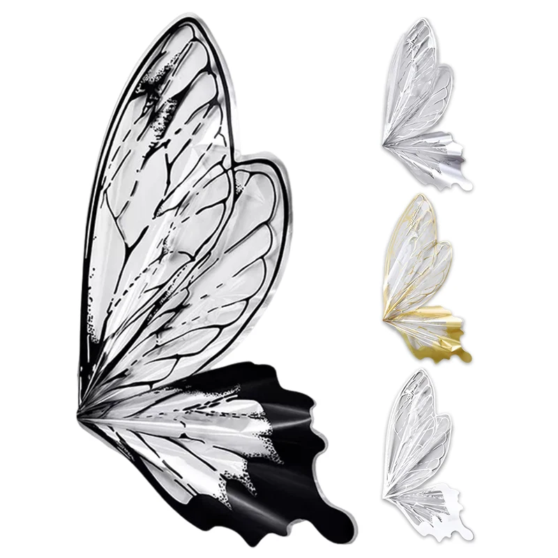 20Sets(40pcs) Butterfly Wing Shaped Wrapping Paper Crystal Transparent Butterfly Wings DIY Bouquet Party Birthday Gift Packing