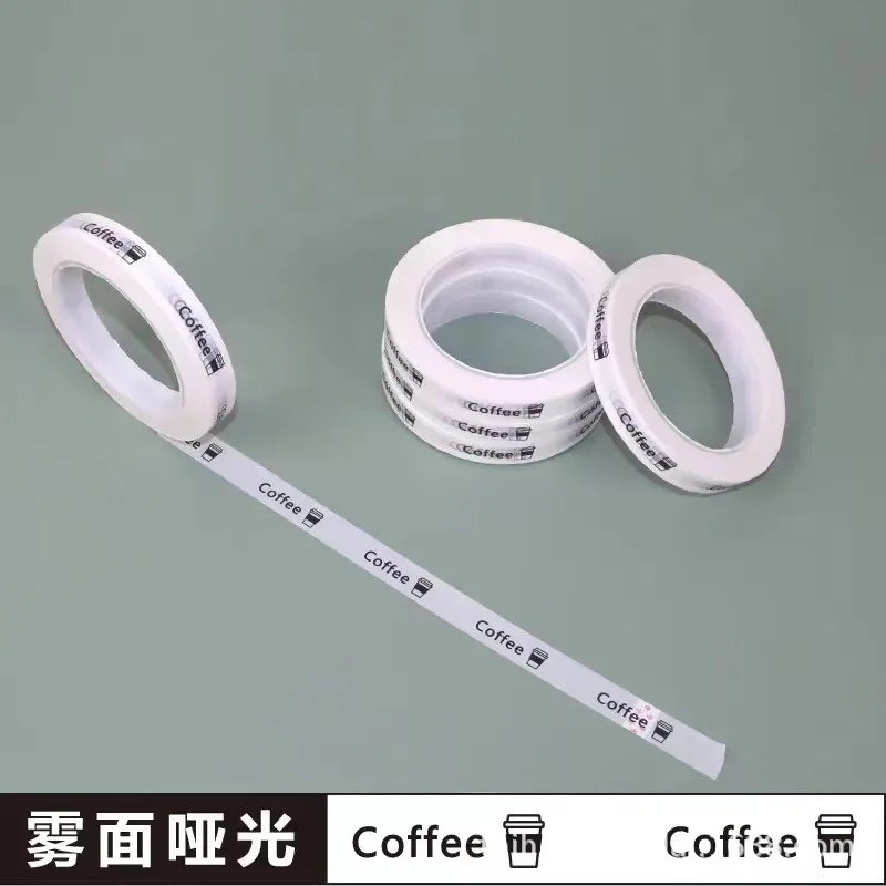 custom. (Customizable Content) Milk Tea Coffee Cup Lid Beverage Sealing Narrow Tape Baking Dessert Sealing Self-Adhesive Tape