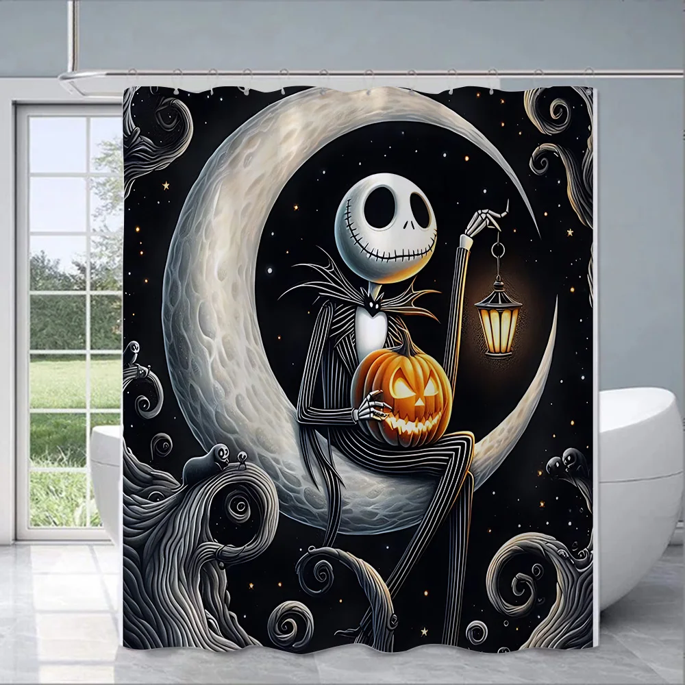 Shower Jack Skellington Curtain Waterproof Polyester Fabric Paint Colorful Bath Curtains Home Bathroom Decor Curtain With Hook