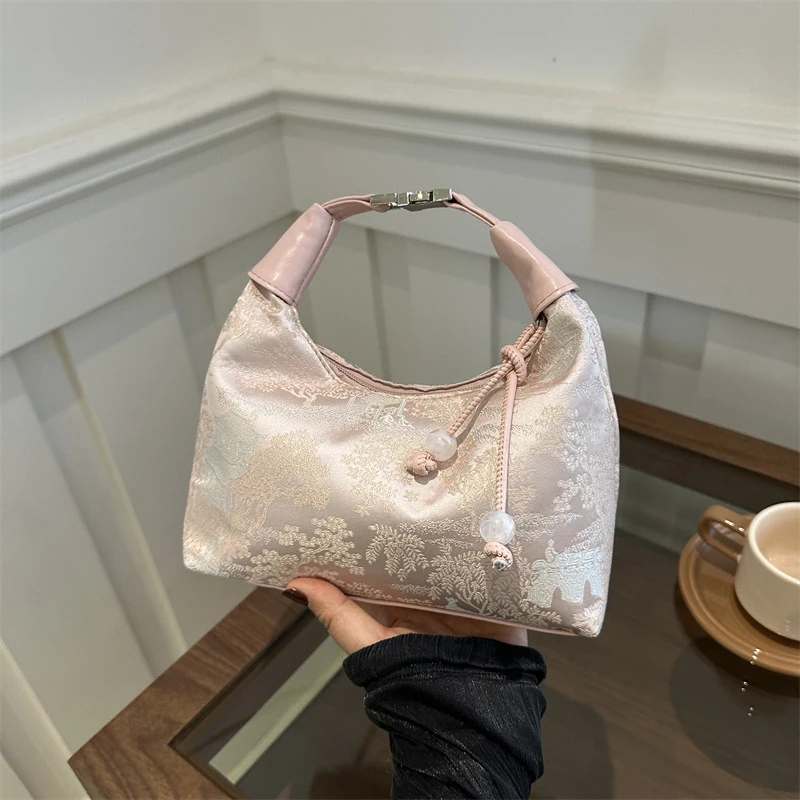 

New Chinese Style Fine Embroidery Ladies Handbags 2025 Summer Fashion Shoulder Bag Crossbody Daily Party Tote Handbag for Women