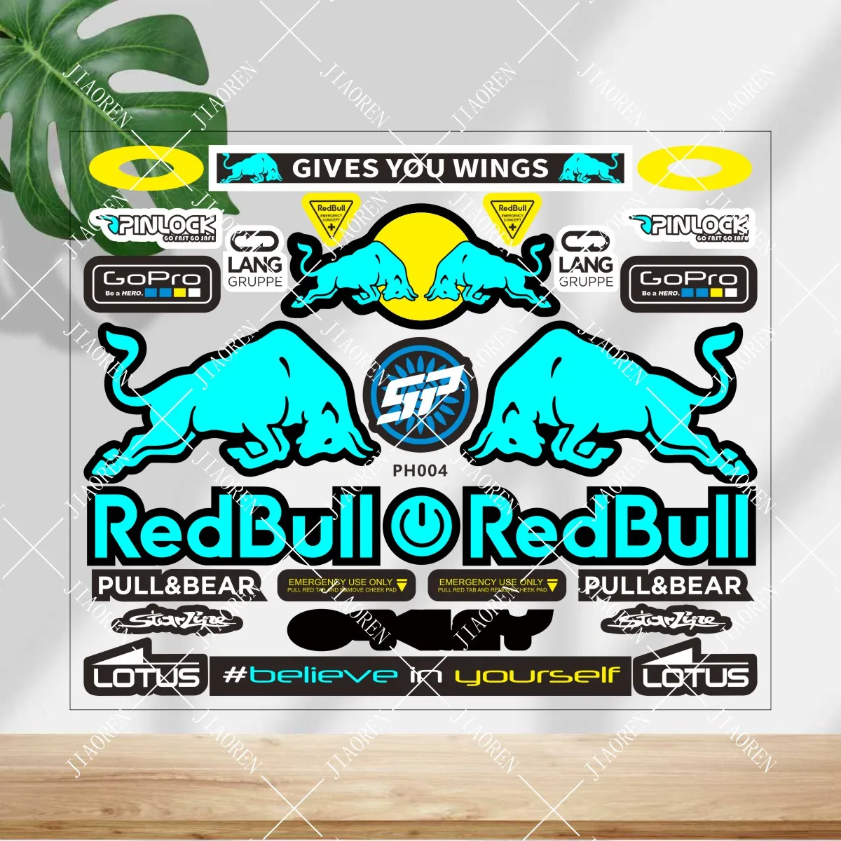 

Vinyl Red Bull Declas Motorcycle Helmet Stickers Blue Logo