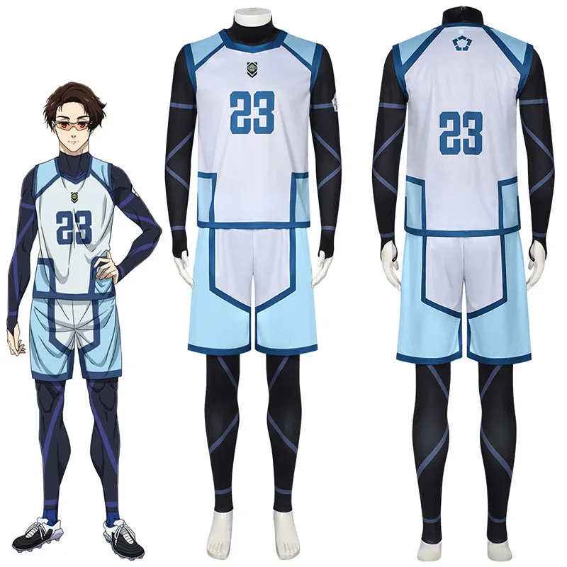 Anime Yukimiya Kenyuu Cosplay Costume Blue Lock Cosplay Sports Suit Men Jumpsuit Tops Shorts Set Sportswear Shirt