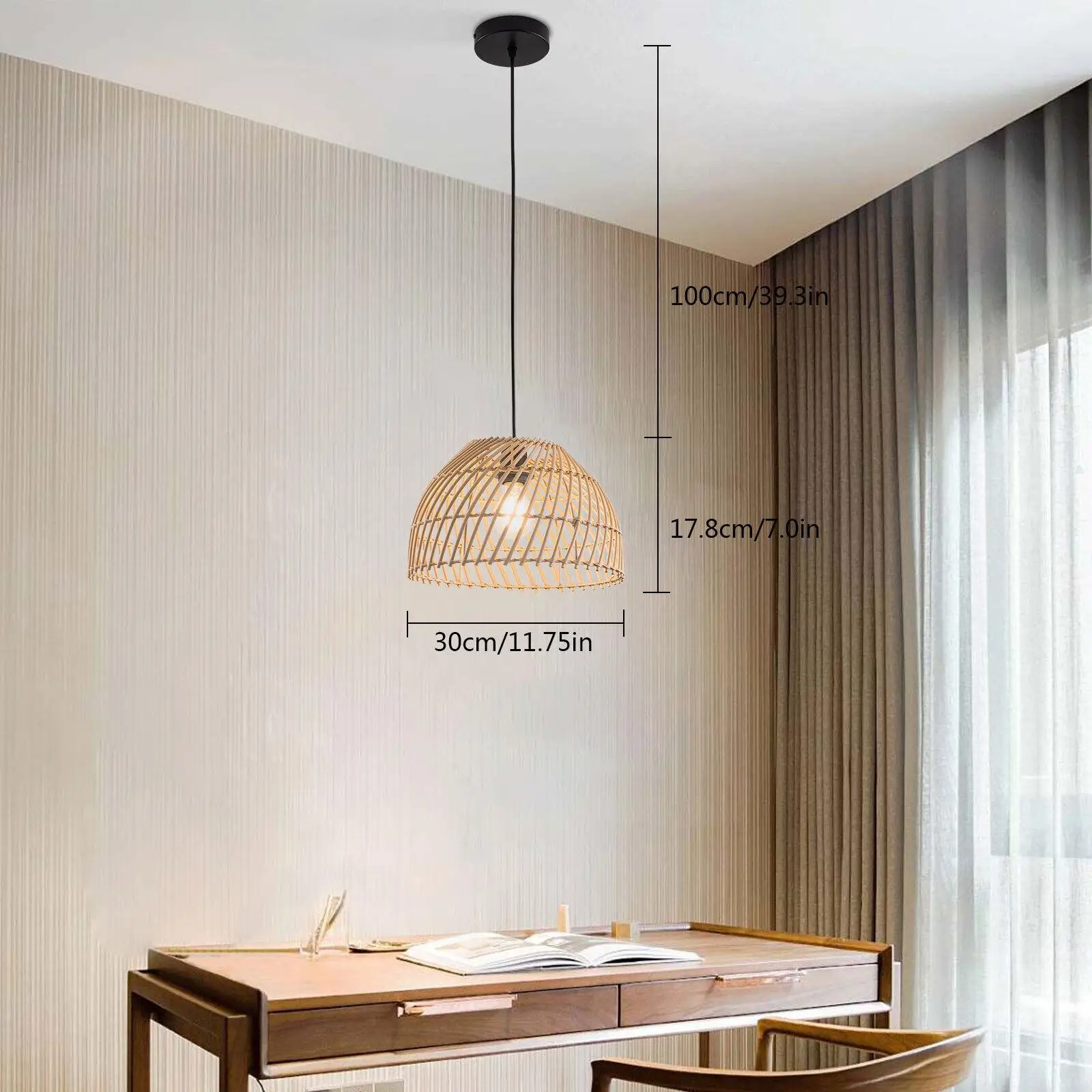 360° Lighting Unique Woven Rattan Retro Ceiling Light Fixture Pendant Chandelier