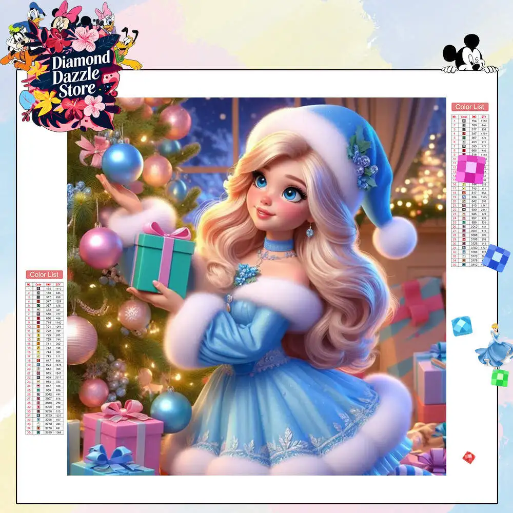 

Disney Diamond Painting Kits Disney Princess Crystal Rhinestone Picture 5D Full Round Diamond Embroidery Art Cartoon-Frameless