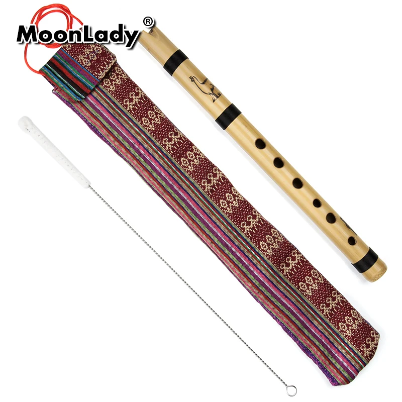 A/G/D/F/C Key Traditional 6-Hole Quena Signature Flute Instrument Wood Color Ribbon Pattern Serious Score