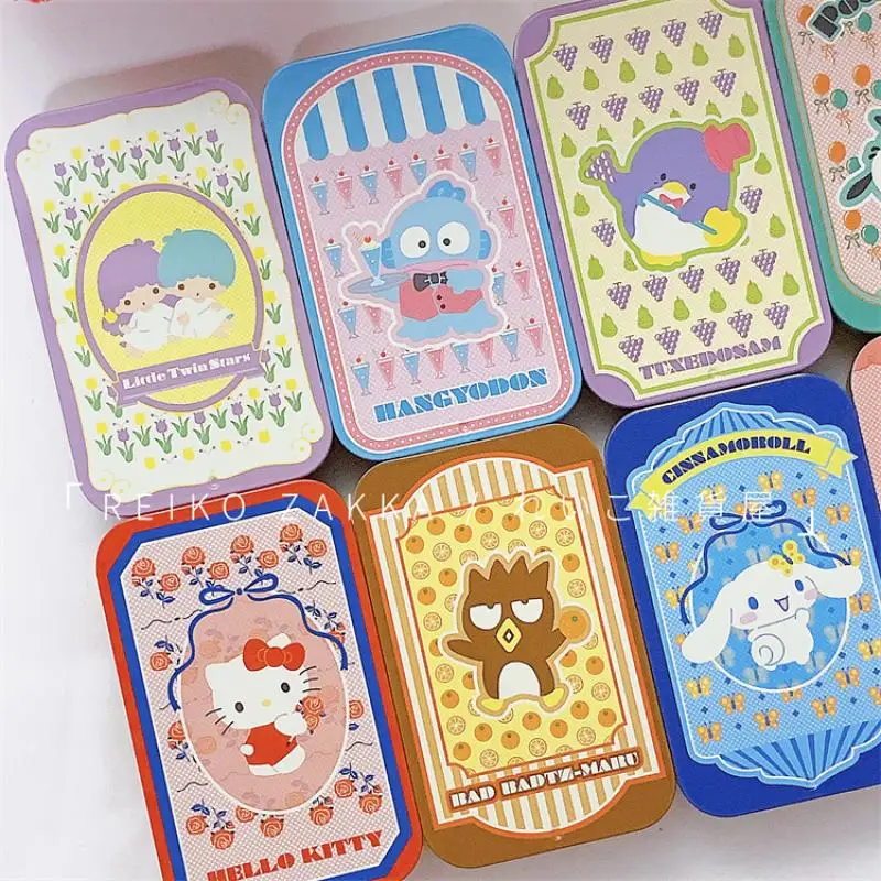 5*8Cm Japan Sanrio Showa Style Cotton Swabs Dental Floss Metal Sliding Lid Tin Organizer Sugar Box Send Sugar Anime Plush Gift