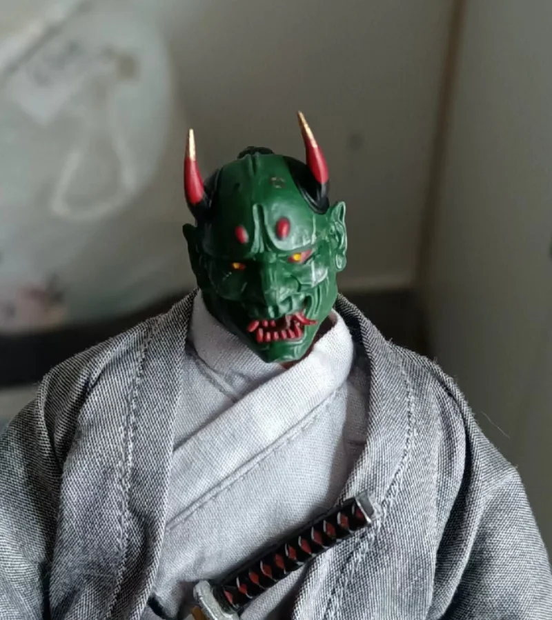 1:12 Scale Soldier Green Samurai Mask Model for 6'' Figure