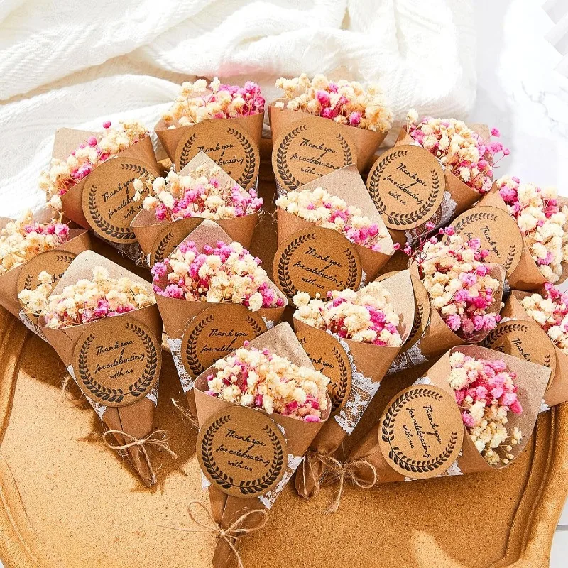 

60 Pcs Mini Dried Flower Bouquet Magnet Bulk Wedding Baby Shower Flower Party Favors for Guests Natural Dried Flowers Bundle Mot