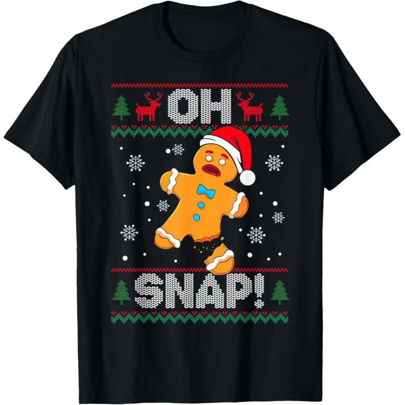 Oh Snap Gingerbread Man Cookie Natale Divertente brutto maglione T-shirt