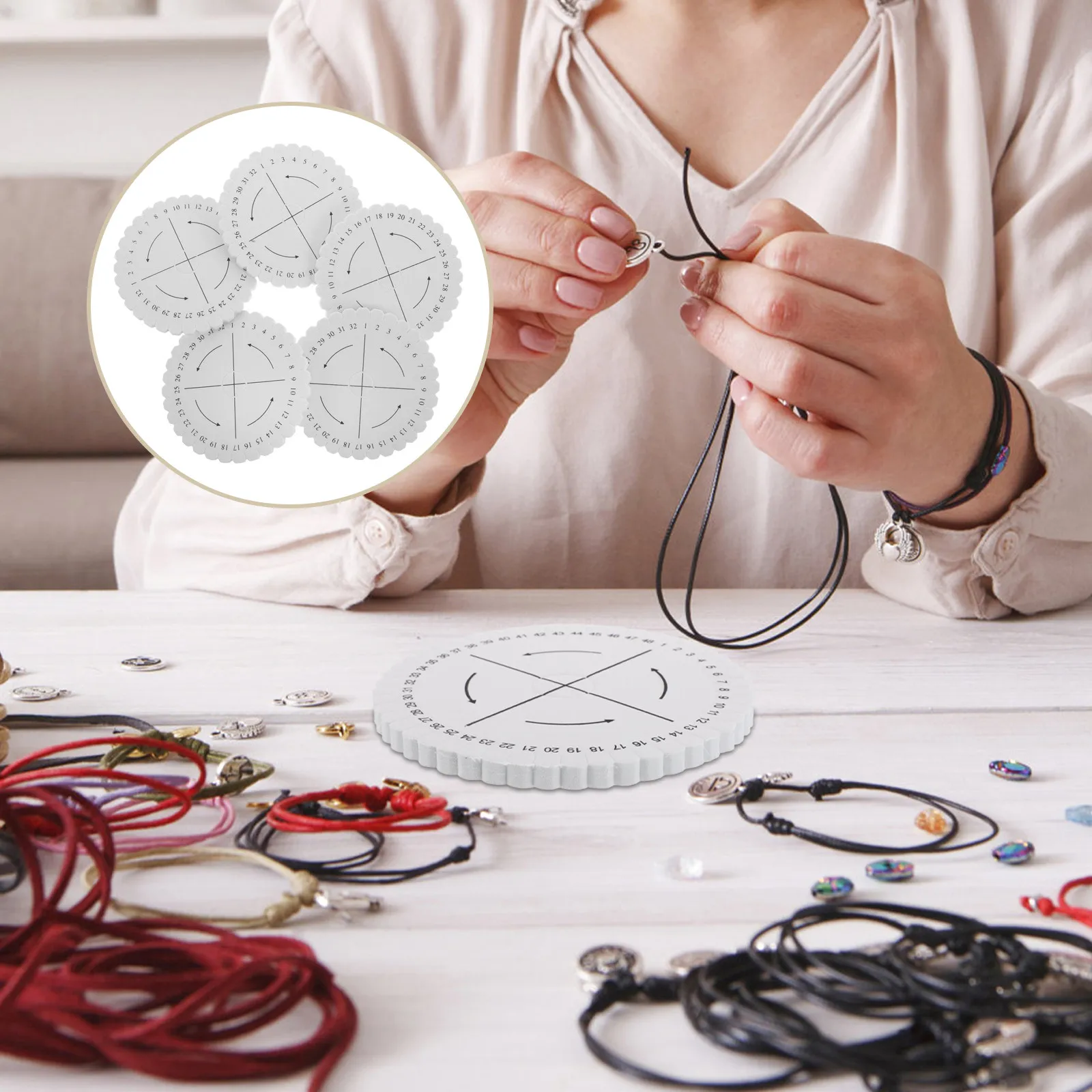15Pcs Kumihimo Braiding Disk Set Round Braided Disc Plate 32 Slot Portable Bracelet Maker DIY Friendship Cord Weaving Tool Kit