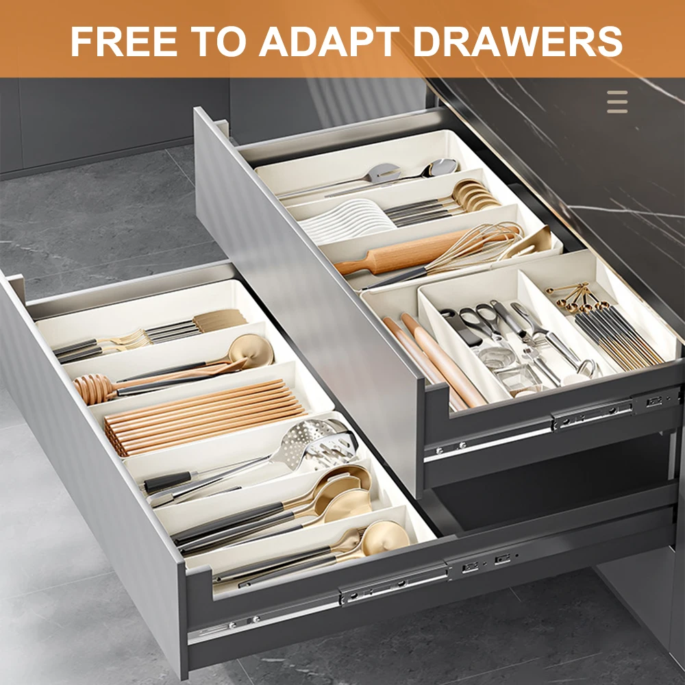 Expandable Cutlery Drawer Organizers Adjustable Kitchen Utensil Tray Kit Compartment Flatware Storage Divider Kitchen Organizer