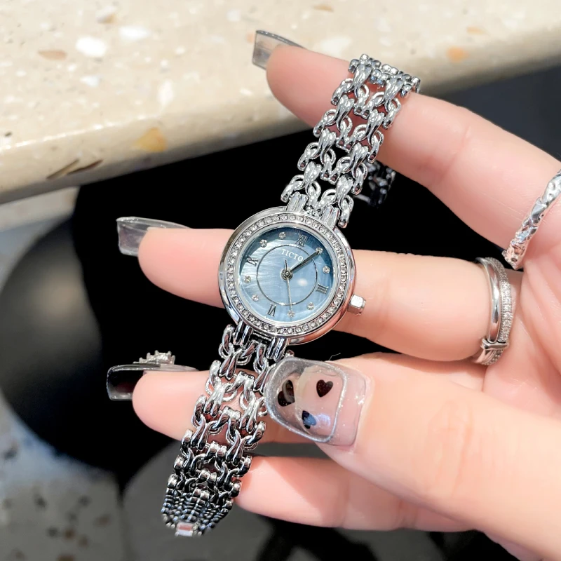 Montre-bracelet en cristal de luxe pour femme, montre à quartz diamant pour femme, montre-bracelet en acier pour femme, marque supérieure, mode