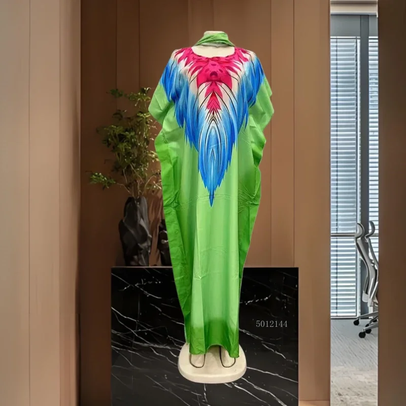 Elegantes, florales Baumwoll-Abaya für Damen, bescheidenes muslimisches Modekleid mit Schal, Dubai, islamische Kleidung, Gebetsrobe, individuell gestaltet, 2025