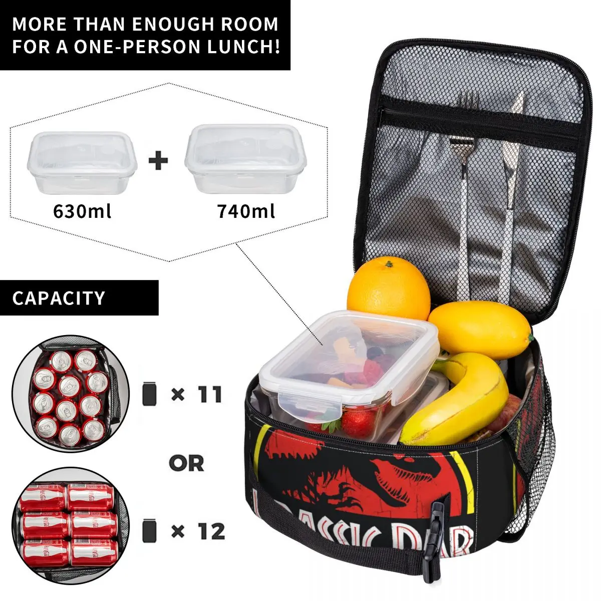 Jurassic Park Insulated Lunch Bags Large Reusable Thermal Bag Tote Lunch Box School Picnic Bento Pouch