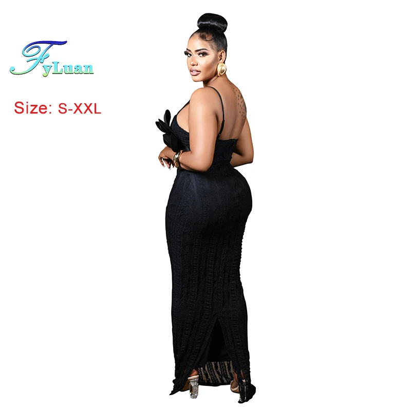 ชุดราตรีออกงานแฟชั่นปี 2025 ชุดเดรสยาวทรงเข้ารูปสำหรับผู้หญิง สายเดี่ยว แต่งลูกไม้ คอร์เซจ โชว์หลัง ยาวกรอมพื้น