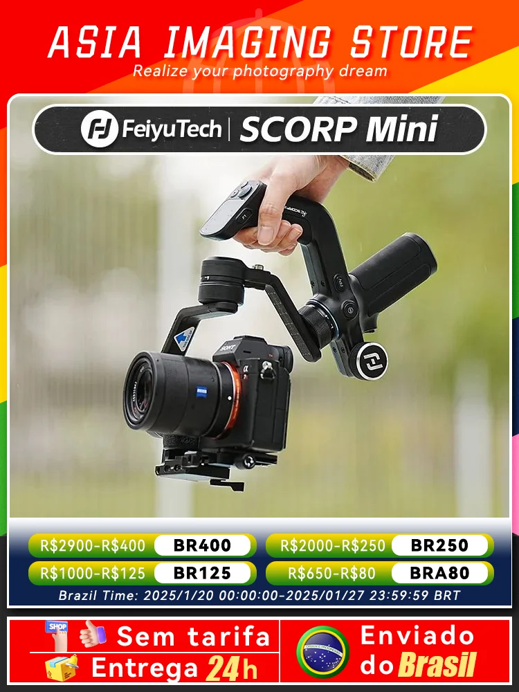 FeiyuTech SCORP Mini Gimbal Stabilizer for Mirrorless Camera Sony ZVE10 Canon Nikon Action GoPro Cell Phone Feiyu Tech