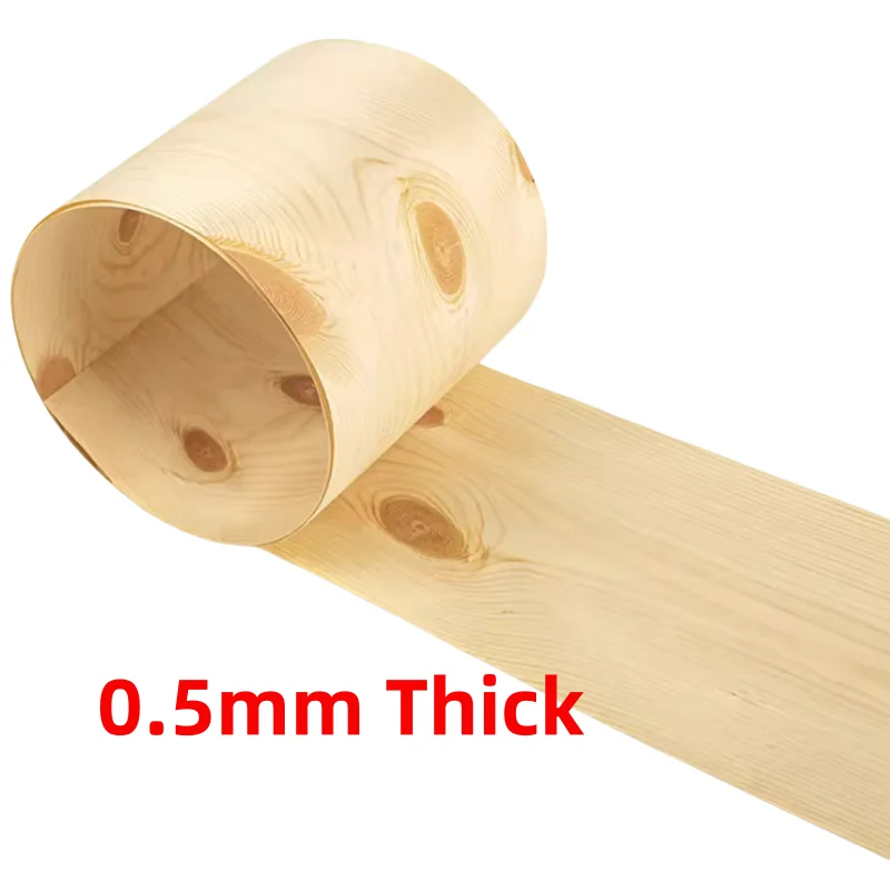 

0.5mm Real Knotty Pine Wood Veneer for Crafts DIY Table Tops Bookshelf Cover Furniture Panels Cabinet Decor Veneer L:250X15cm
