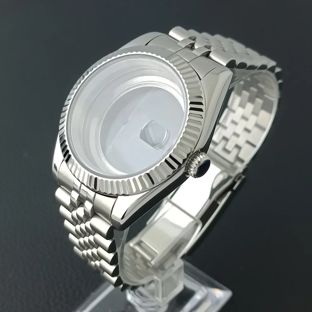 

41mm 8285 silver sapphire glass high-quality popular watch accessory case suitable for Miyota 8285/8215 movement, 31mm dial
