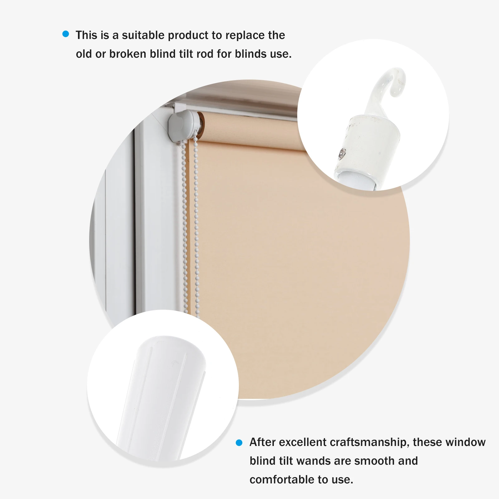 

Fiberglass Blind Wand Vertical Replacement Rod Sturdy Long Easy Installation Hook Design Pull Down Tilt Wand For Heavy