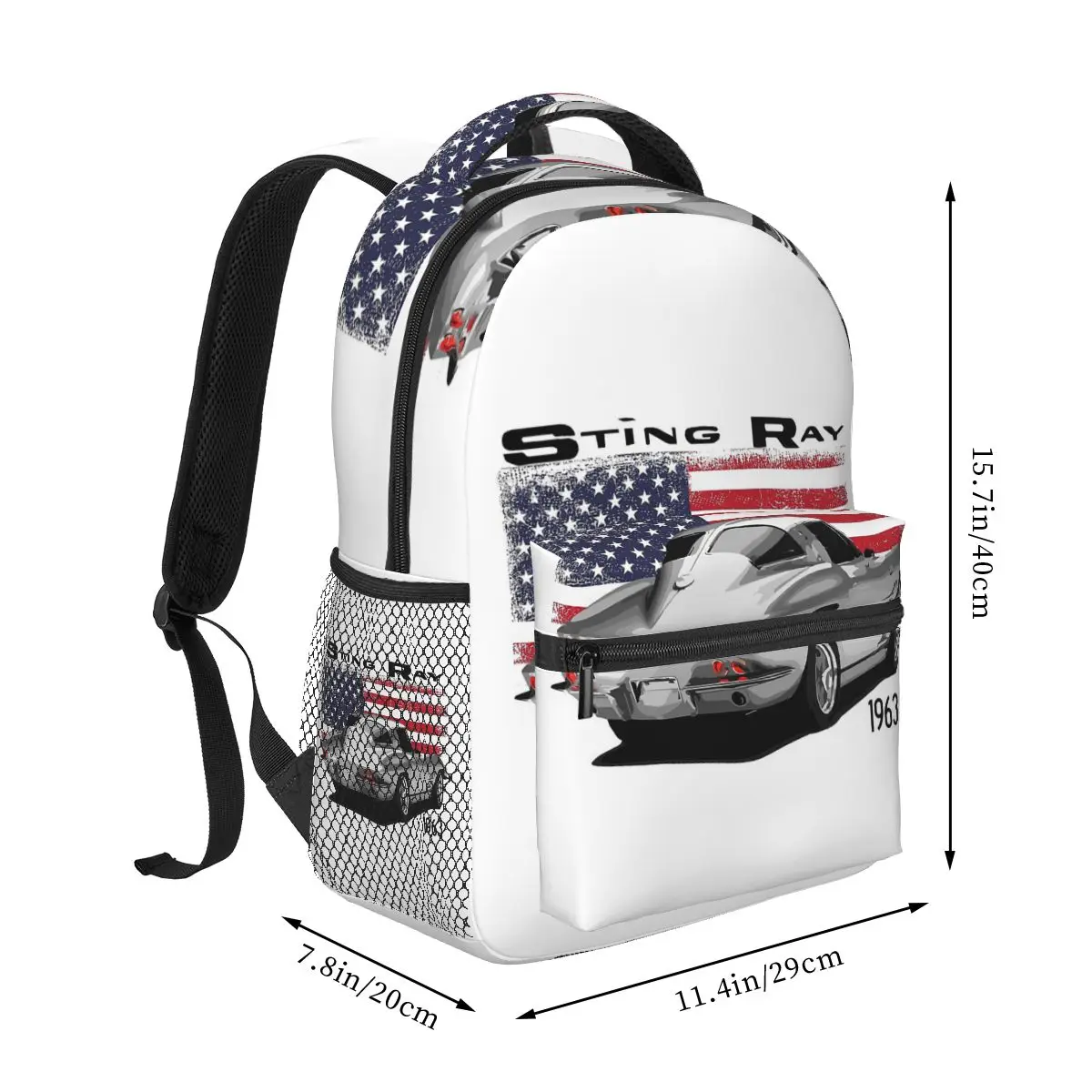 Classic Corvette Car Student Backpack School Bag Hiking Travel Daypack for Boys Girls Fashion Bookbag Shoulder Bags