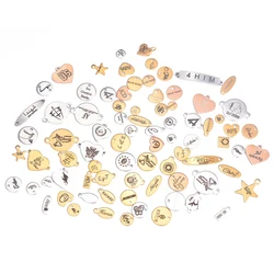 30pcs Custom Stainless Steel Small Logo Tags Charm Jewelry Makings Necklace DIY Findings for Logos Disc Not Turn Off Color