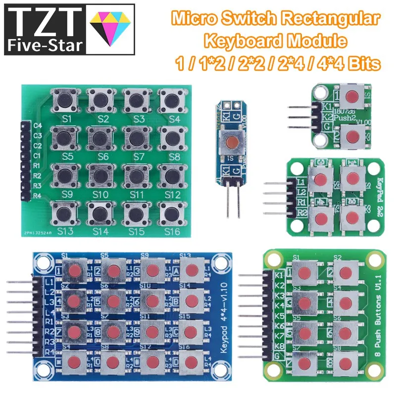 Micro Switch 1*2/2*2/2*4/4*4 Matrix Keyboard 8-bit Button Independent Button MCU External Expansion Keyboard Module For Arduino