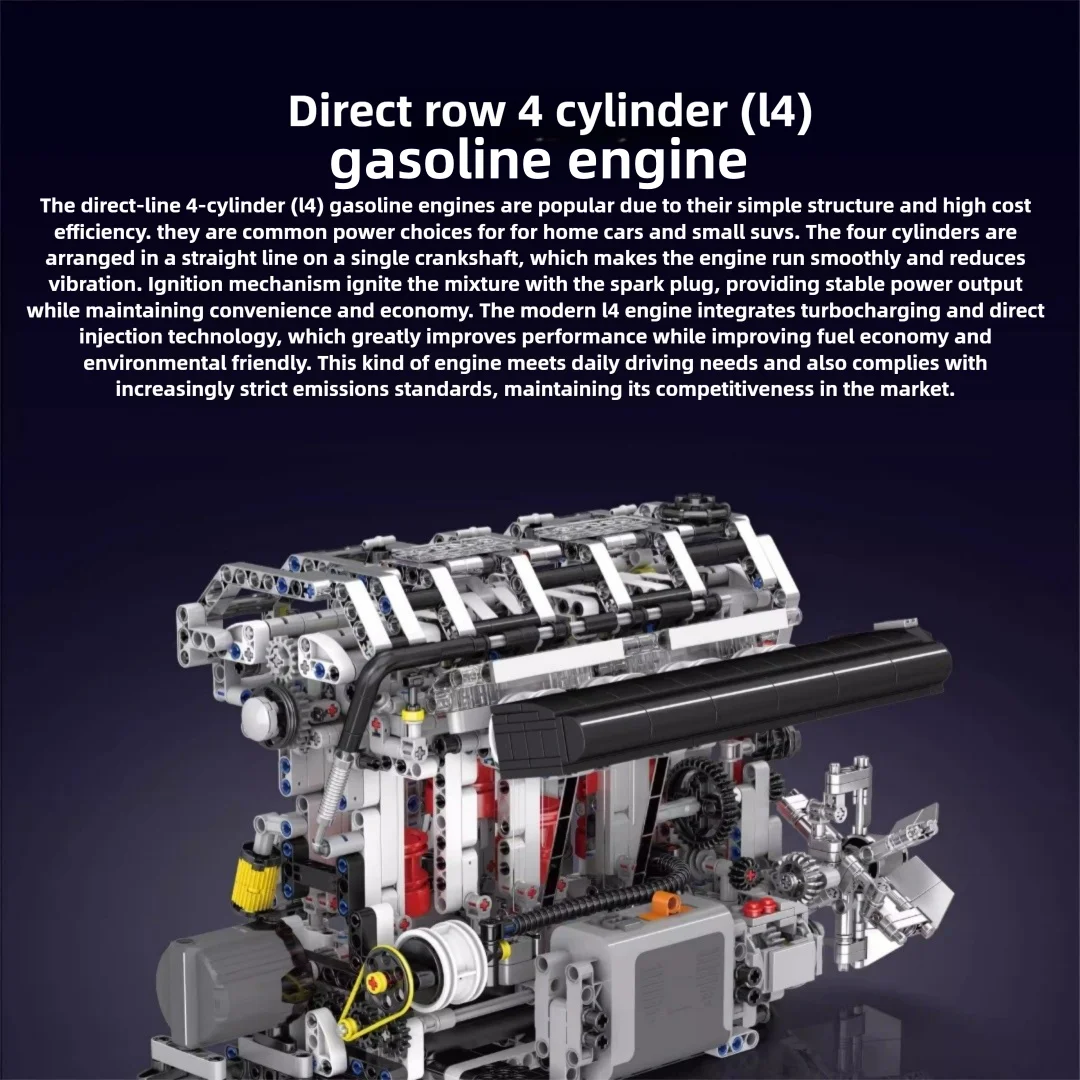 Inline 4-Zylinder L4 Benzinmotor V8 elektrische Lehr- und Bildungsbausteinspielzeuge elektrische Bausteinbaugruppe