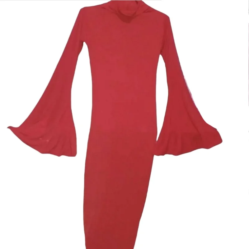 mujer-cuello-alto-lce-seda-solido-ultrafino-suave-sedoso-sexy-falda-larga-ajustada-manga-acampanada-vestido-ajustado-traje-de-fiesta-de-cumpleanos